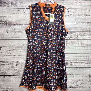 Callaway Womens 50 UPF Opti-Dri Blue Indigo Golf Summer Floral Sun Dress Med NWT
